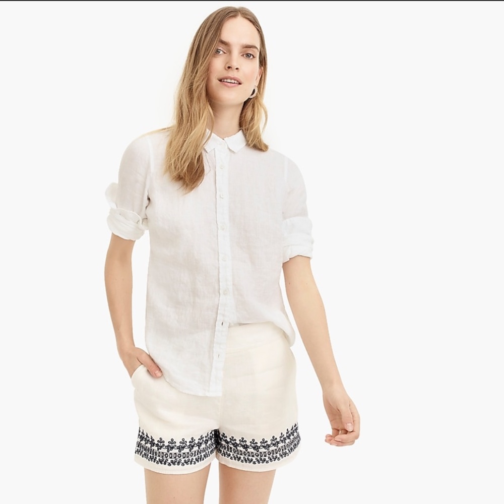 NWT J. CREW EMBROIDERED-TRIM SHORT- Size 4